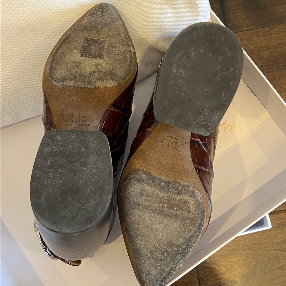 CHLOÉ Tan Wave Slingback Mules - Picture 4 of 10